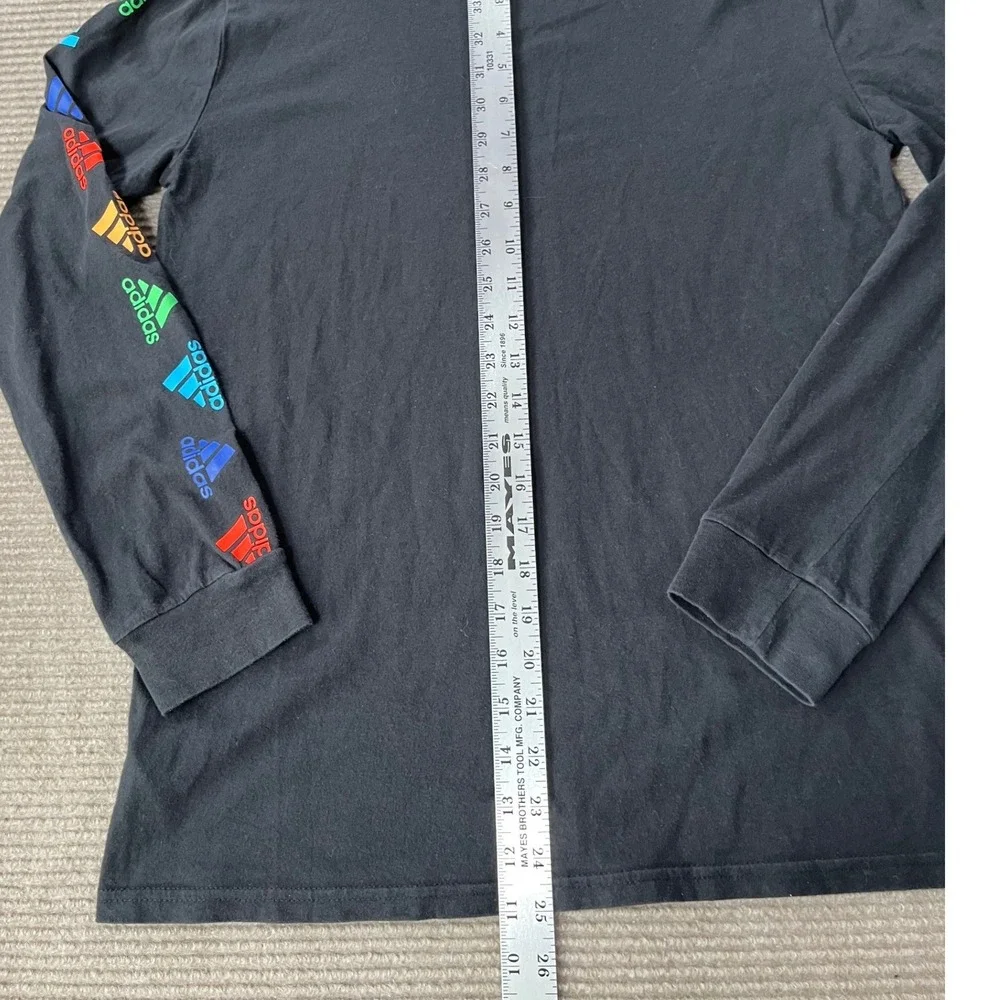 Adidas Kids Large 14/16 Black Rainbow‎ Logo Hooded Long Sleeve Tee
